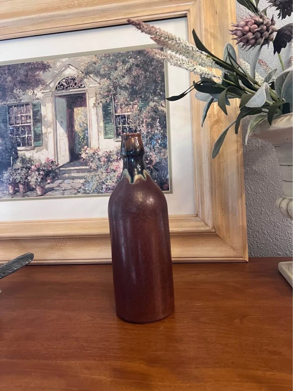 Glazed Signed Studio Pottery in Unique Bottle design